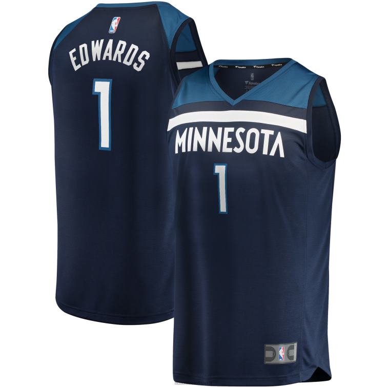 NBA 00F2L428 Minnesota Timberwolves Anthony Edwards Navy Fast Break Replica Jersey