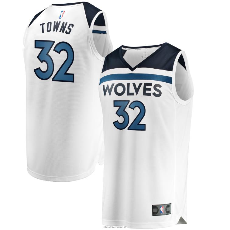 NBA 00F2L6488 Minnesota Timberwolves Karl-Anthony Town Replica maglia bianca fast break