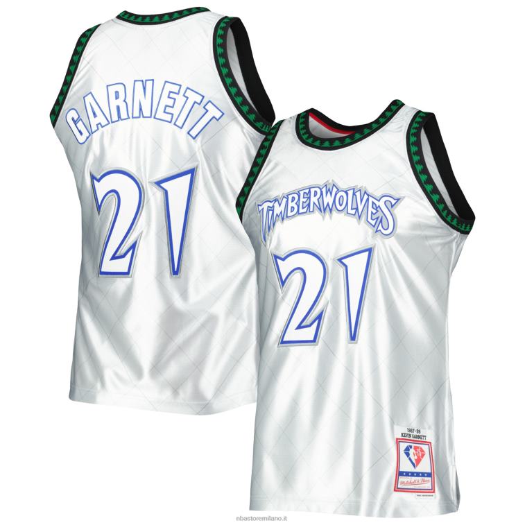 NBA 00F2L8226 Minnesota Timberwolves Kevin Garnett Platinum Hardwood Classics Maglia Swingman 75° Anniversario