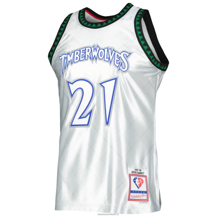 NBA 00F2L8226 Minnesota Timberwolves Kevin Garnett Platinum Hardwood Classics Maglia Swingman 75° Anniversario