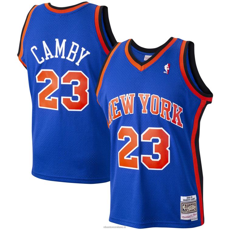 NBA 00F2L1290 New York Knicks Marcus Camby Mitchell & Ness Blue Hardwood Classics Swingman Player Jersey