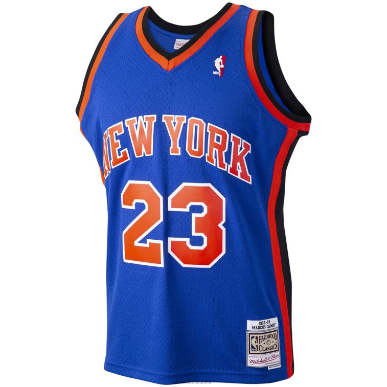 NBA 00F2L1290 New York Knicks Marcus Camby Mitchell & Ness Blue Hardwood Classics Swingman Player Jersey
