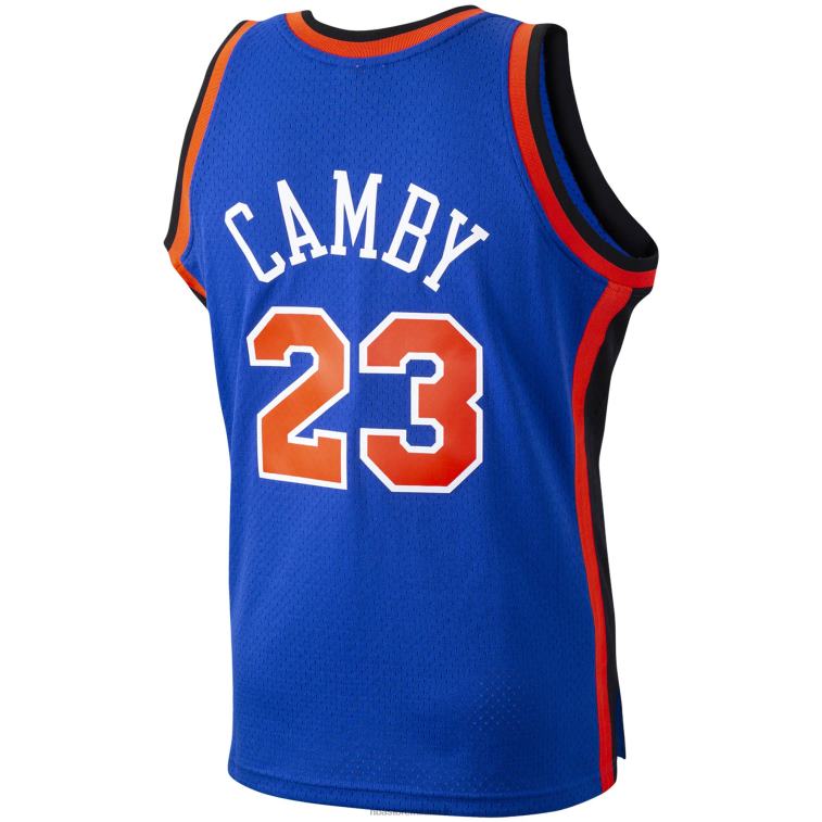 NBA 00F2L1290 New York Knicks Marcus Camby Mitchell & Ness Blue Hardwood Classics Swingman Player Jersey