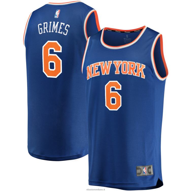 NBA 00F2L1693 New York Knicks Quentin Grimes maglia replica fast break blu