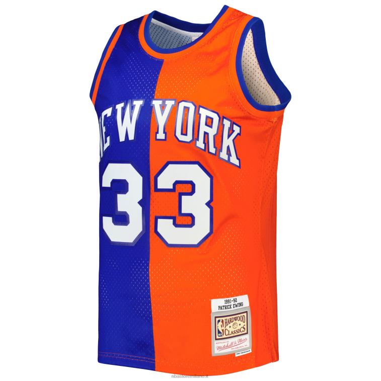 NBA 00F2L170 new york knicks patrick ewing mitchell & ness blue/orange hardwood classics split swingman jersey