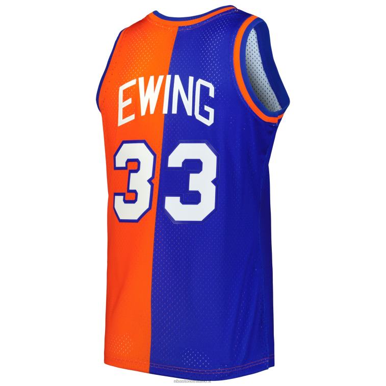 NBA 00F2L170 new york knicks patrick ewing mitchell & ness blue/orange hardwood classics split swingman jersey