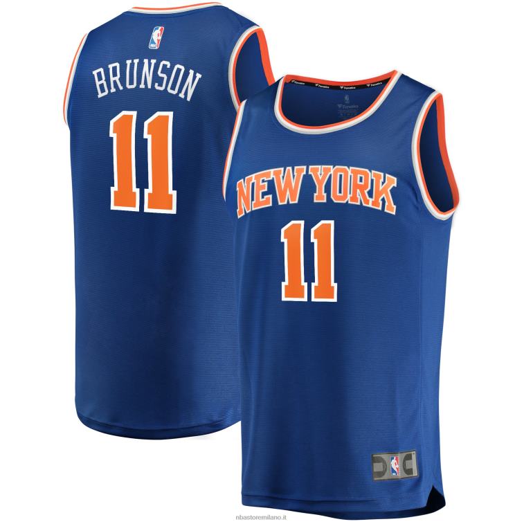 NBA 00F2L18 New York Knicks Jalen Brunson maglia replica fast break blu