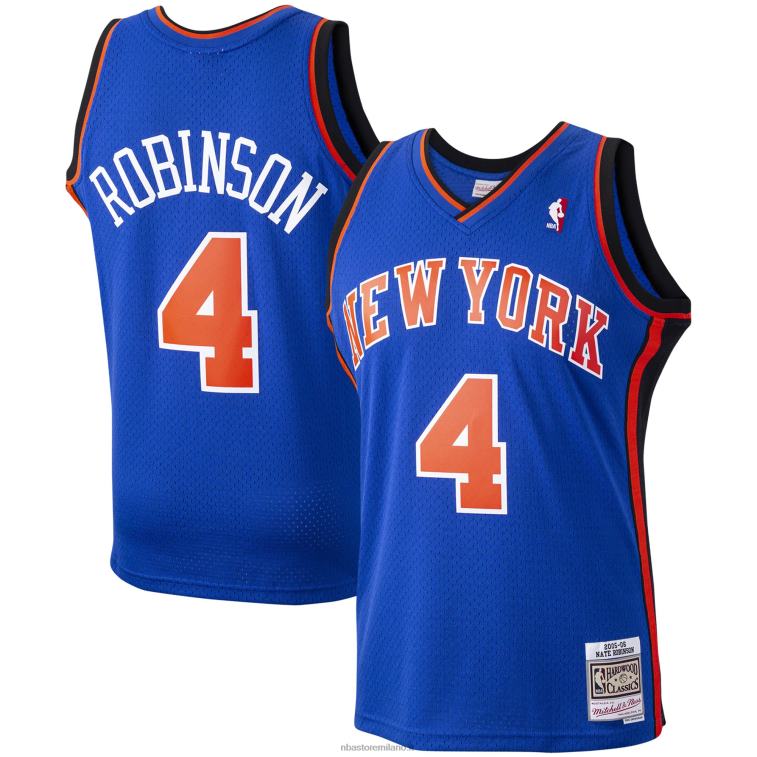 NBA 00F2L2027 new york knicks nate robinson mitchell & ness blue hardwood classics maglia da giocatore swingman