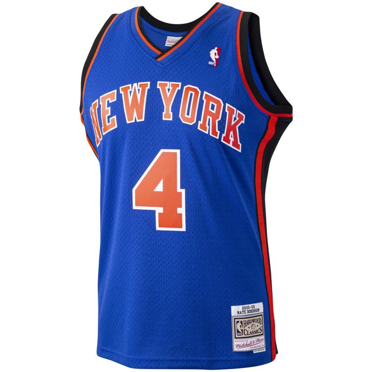 NBA 00F2L2027 new york knicks nate robinson mitchell & ness blue hardwood classics maglia da giocatore swingman