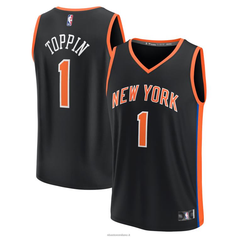 NBA 00F2L2141 New York Knicks Obi Toppin maglia fastbreak nera