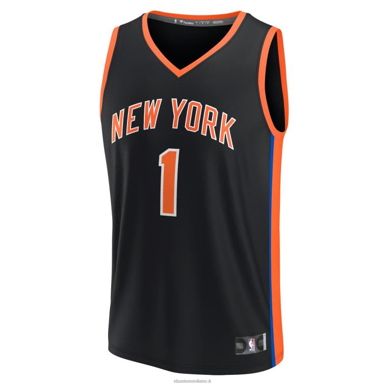 NBA 00F2L2141 New York Knicks Obi Toppin maglia fastbreak nera