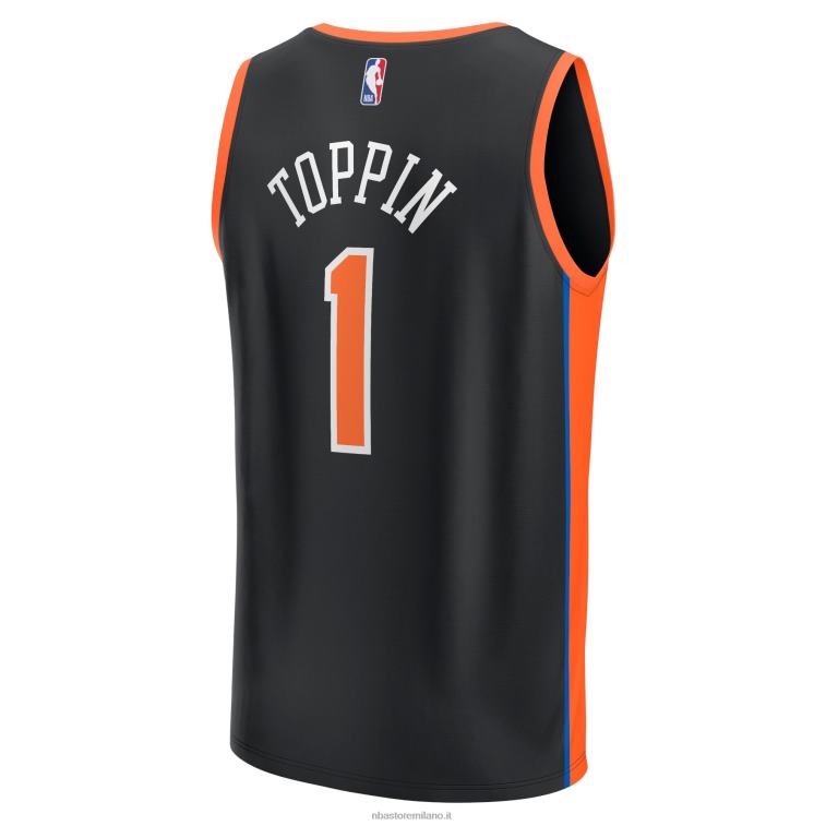 NBA 00F2L2141 New York Knicks Obi Toppin maglia fastbreak nera