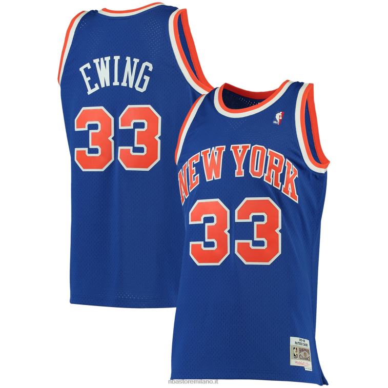 NBA 00F2L240 new york knicks patrick ewing mitchell & ness maglia blu big & tall hardwood classics