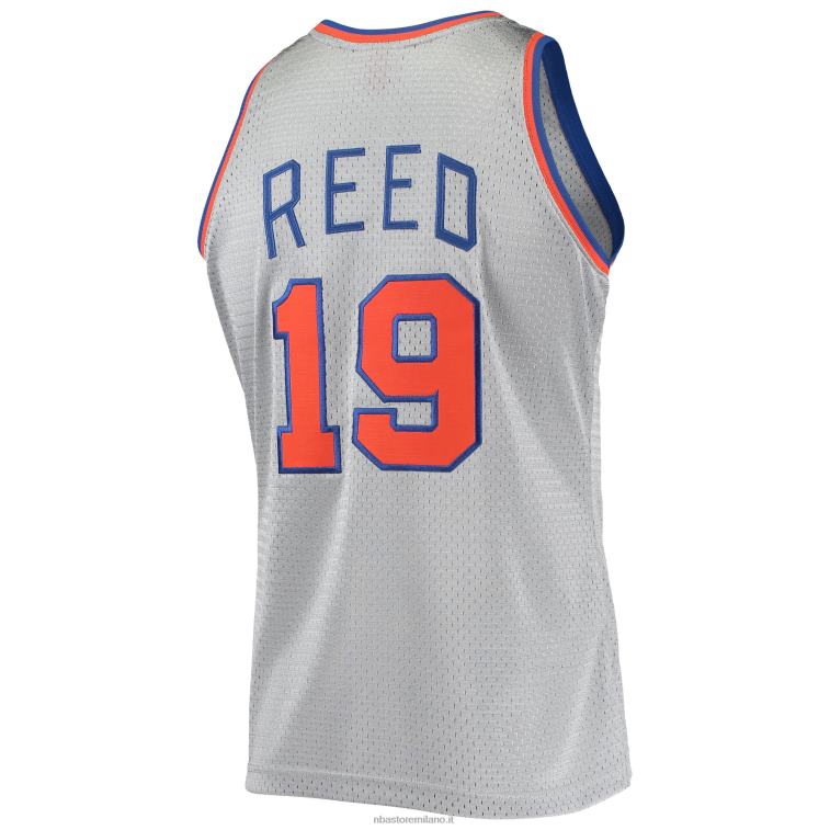 NBA 00F2L2740 New York Knicks Willis Reed Silver 75° Anniversario 1969-70 Hardwood Classics Maglia Swingman