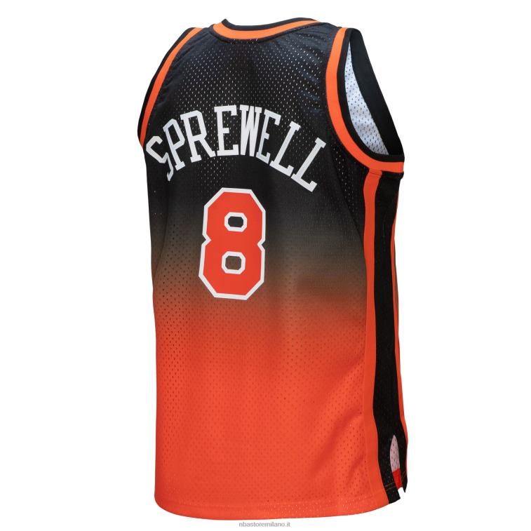NBA 00F2L4567 New York Knicks Latrell Sprewell Orange/Black Hardwood Classics Faaaway Swingman Player Jersey