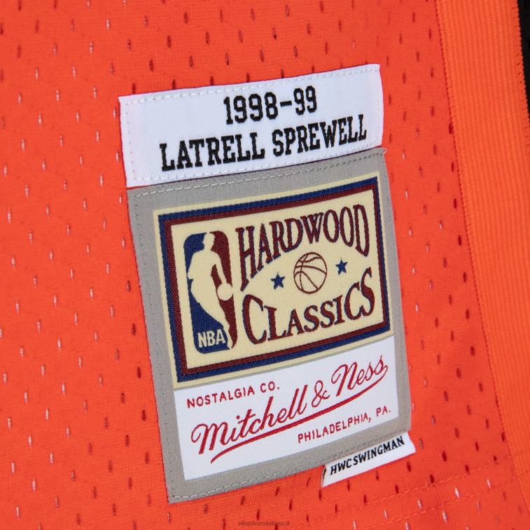 NBA 00F2L4567 New York Knicks Latrell Sprewell Orange/Black Hardwood Classics Faaaway Swingman Player Jersey
