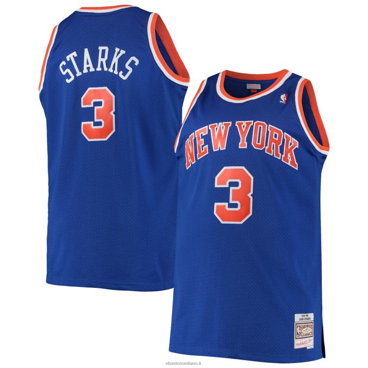 NBA 00F2L4814 John Starks New York Knicks Mitchell & Ness Blue Big & Tall Hardwood Classics Maglia Swingman