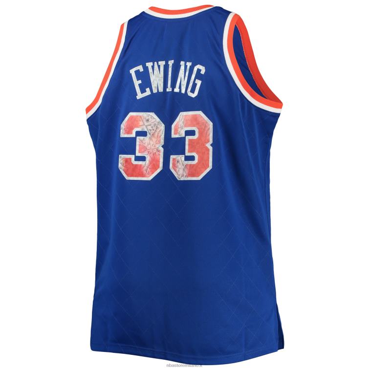 NBA 00F2L5113 new york knicks patrick ewing blu big & tall 75° anniversario maglia swingman diamante