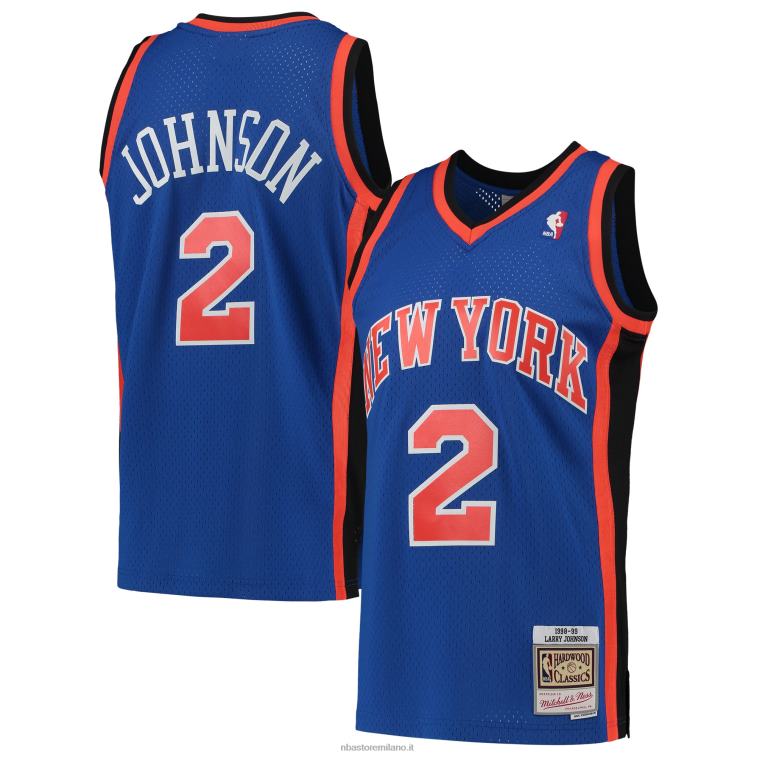 NBA 00F2L5515 maglia swingman dei New York Knicks Larry Johnson Mitchell & Ness Blue Hardwood Classics