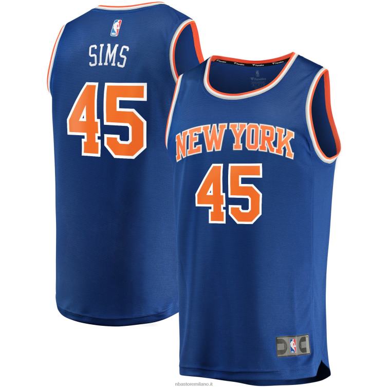 NBA 00F2L5553 New York Knicks Jericho Sims maglia replica fast break blu