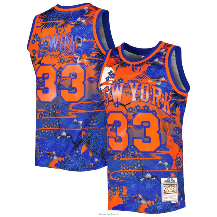 NBA 00F2L572 maglia new york knicks patrick ewing mitchell & ness blue hardwood classici lunar new year swingman