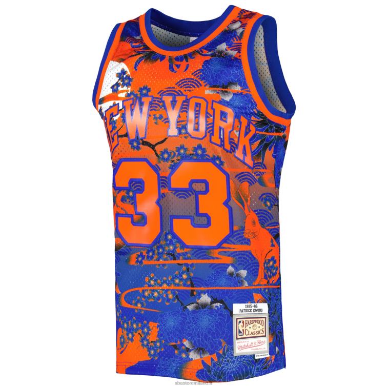 NBA 00F2L572 maglia new york knicks patrick ewing mitchell & ness blue hardwood classici lunar new year swingman