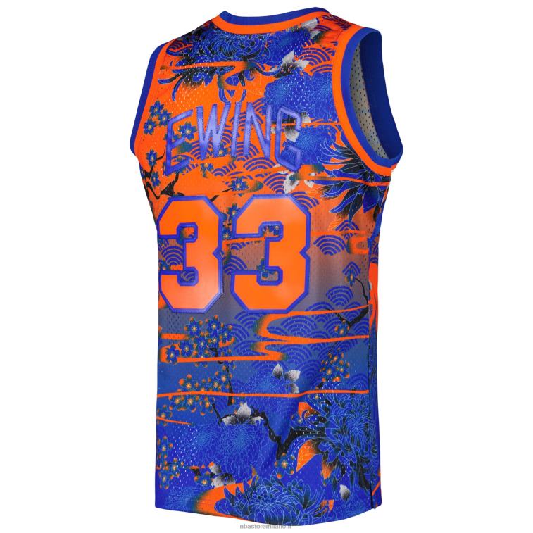 NBA 00F2L572 maglia new york knicks patrick ewing mitchell & ness blue hardwood classici lunar new year swingman