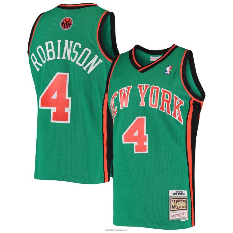 NBA 00F2L5811 new york knicks nate robinson mitchell & ness green hardwood classici maglia swingman