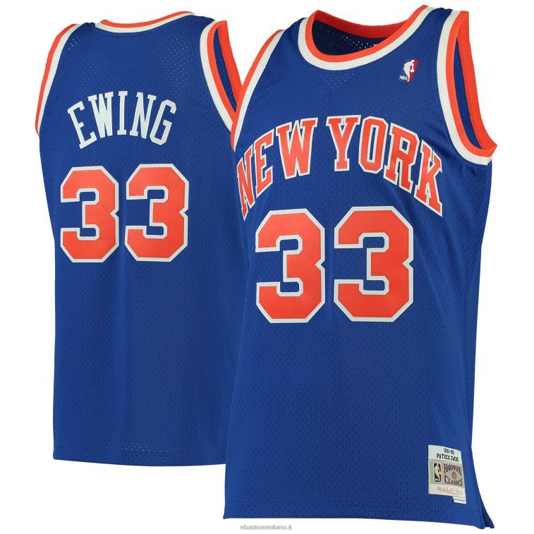 NBA 00F2L581 New York Knicks Patrick Ewing Mitchell & Ness Blue Hardwood Classics Maglia Swingman