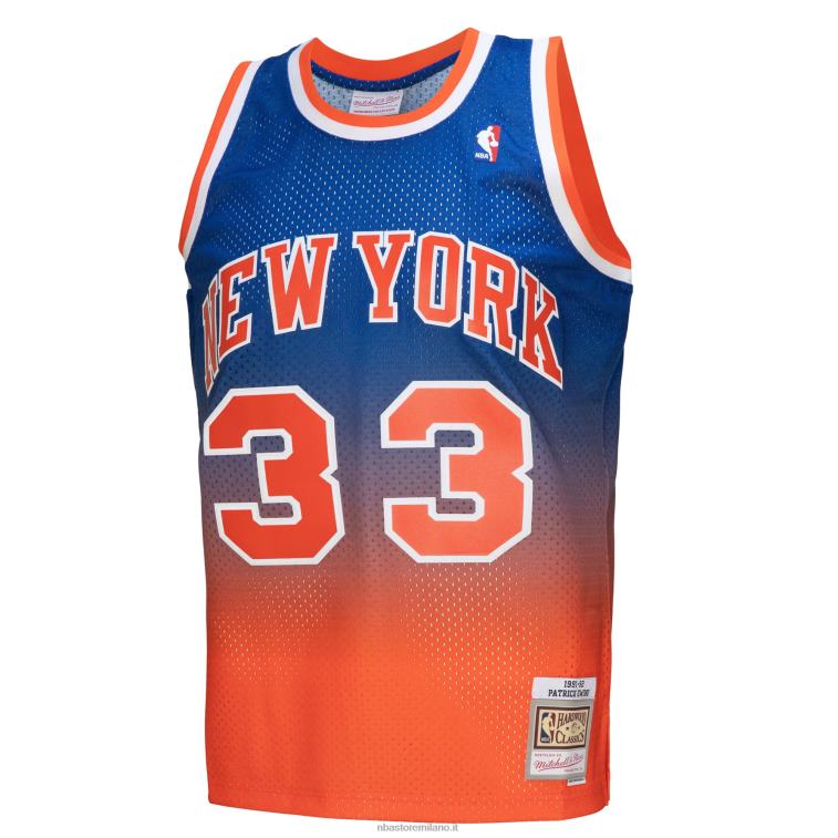 NBA 00F2L614 new york knicks patrick ewing orange/royal hardwood classics fadeaway maglia da giocatore swingman