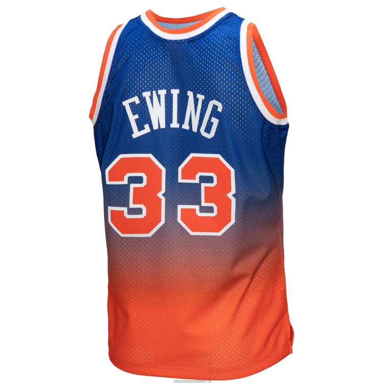 NBA 00F2L614 new york knicks patrick ewing orange/royal hardwood classics fadeaway maglia da giocatore swingman