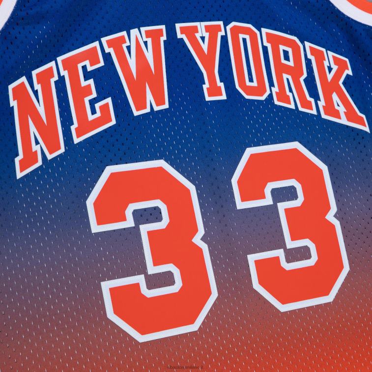 NBA 00F2L614 new york knicks patrick ewing orange/royal hardwood classics fadeaway maglia da giocatore swingman