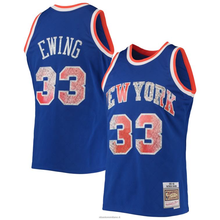 NBA 00F2L6271 New York Knicks Patrick Ewing Blue Hardwood Classics 75th Anniversary Diamond Swingman Jersey