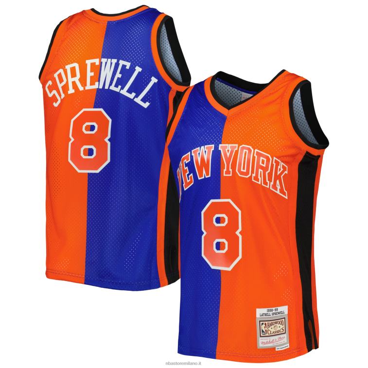 NBA 00F2L7304 new york knicks latrell sprewell mitchell & ness blue/orange hardwood classics divisa swingman jersey