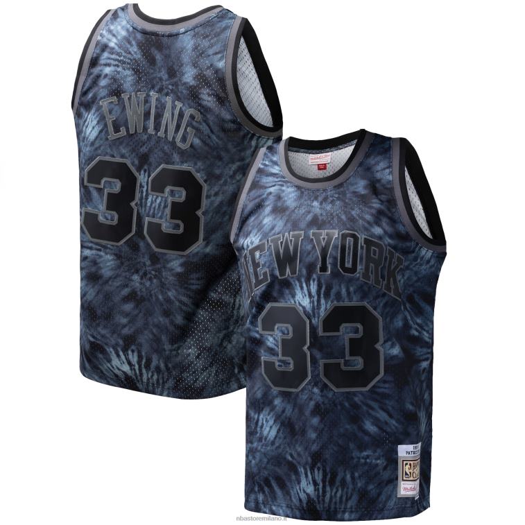 NBA 00F2L8534 new york knicks patrick ewing mitchell & ness black hardwood classics maglia swingman tie-dye
