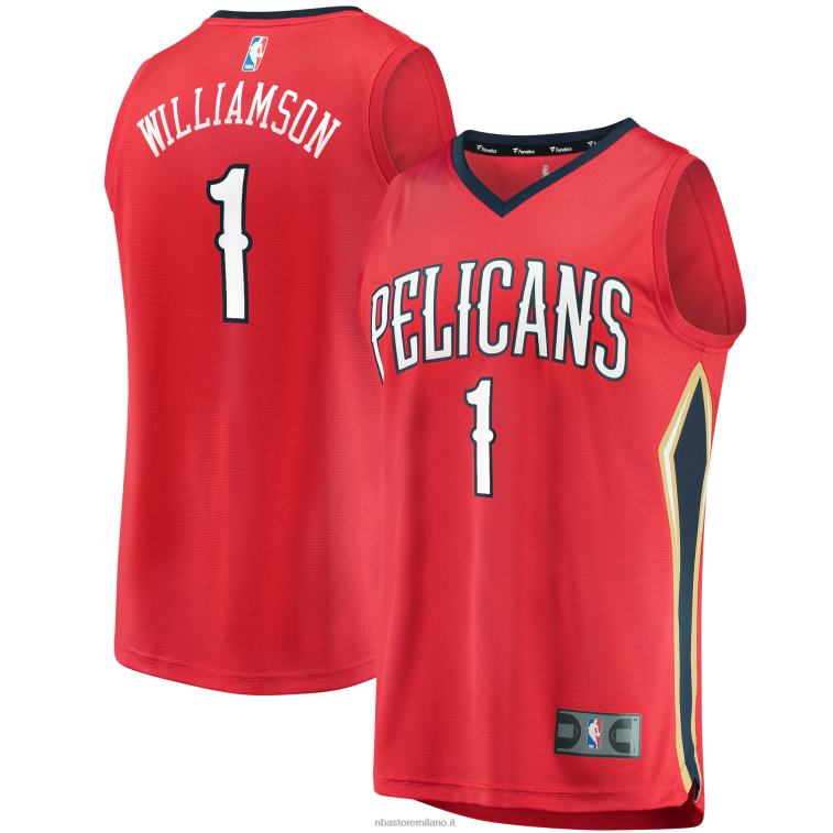 NBA 00F2L1344 new orleans pelicans zion williamson maglia rossa replica fast break
