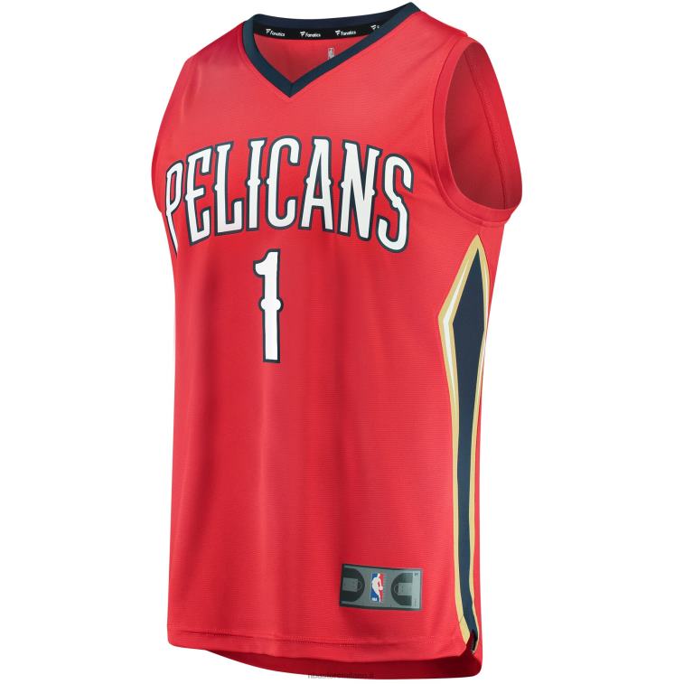 NBA 00F2L1344 new orleans pelicans zion williamson maglia rossa replica fast break