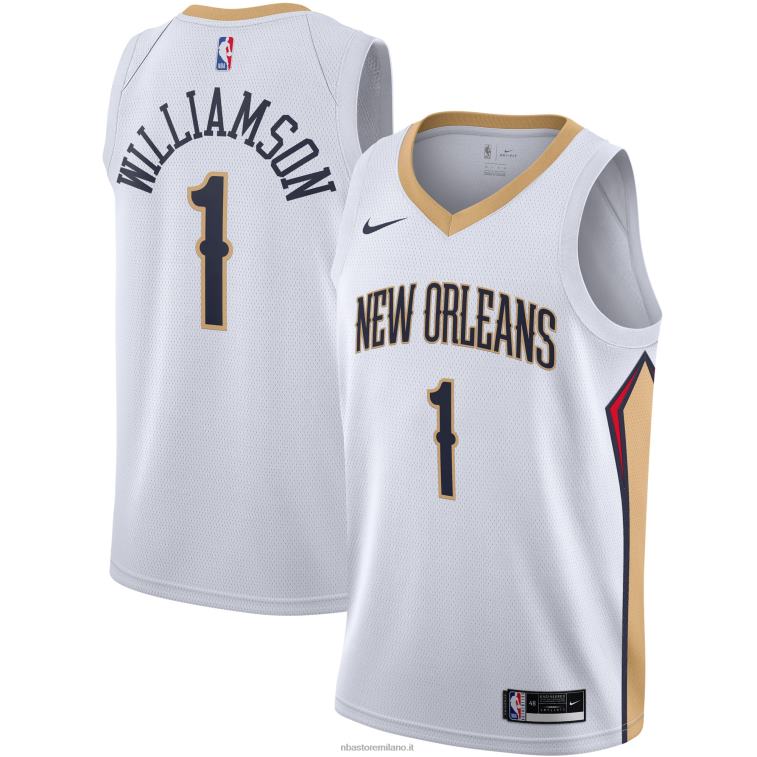 NBA 00F2L1656 new orleans pelicans zion williamson nike maglia bianca swingman
