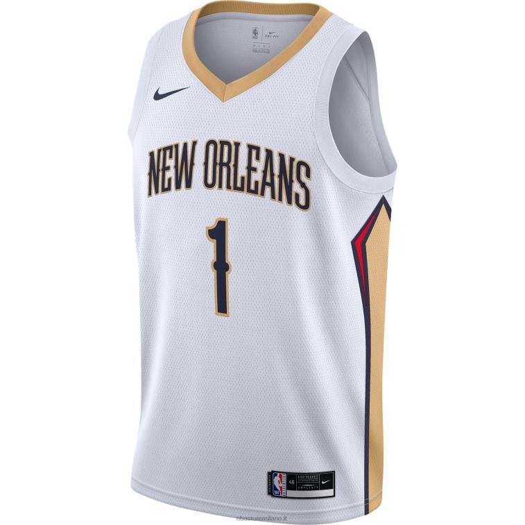 NBA 00F2L1656 new orleans pelicans zion williamson nike maglia bianca swingman