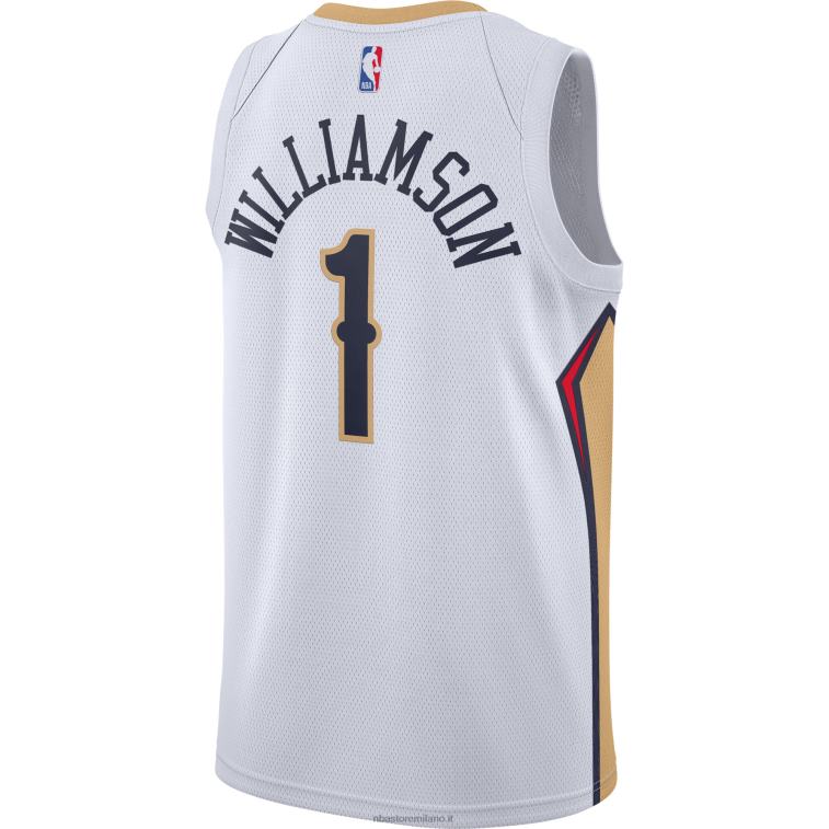 NBA 00F2L1656 new orleans pelicans zion williamson nike maglia bianca swingman