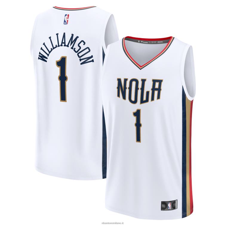 NBA 00F2L3424 New Orleans Pelicans Zion Williamson maglia bianca replica fast break