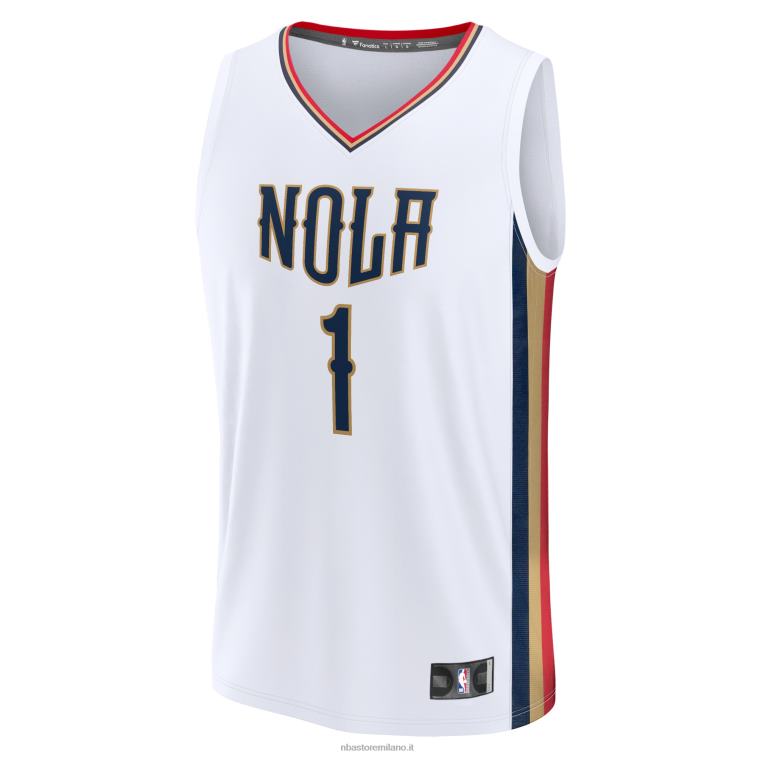 NBA 00F2L3424 New Orleans Pelicans Zion Williamson maglia bianca replica fast break