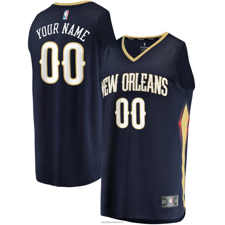 NBA 00F2L3719 New Orleans Pelicans Navy Fast Break Replica Maglia Personalizzata