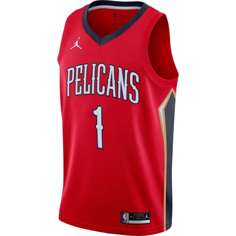 NBA 00F2L414 new orleans pelicans zion williamson jordan maglia rossa swingman marca