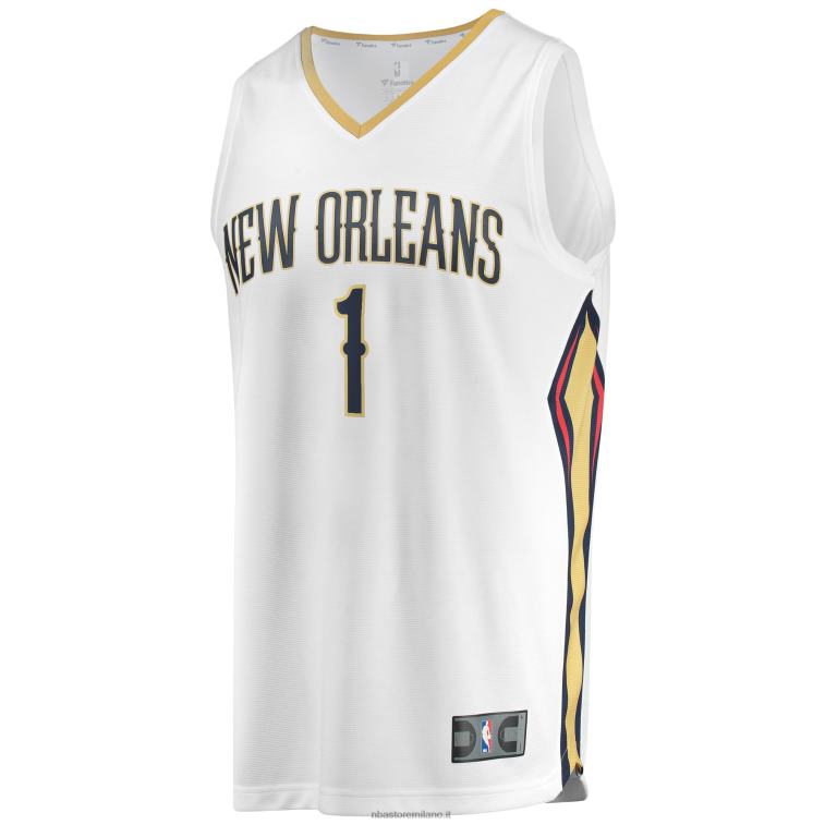 NBA 00F2L4737 New Orleans Pelicans Zion Williamson replica bianco maglia contropiede