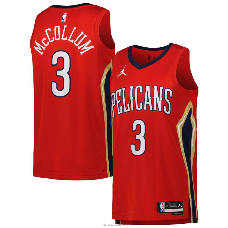 NBA 00F2L5043 new orleans pellicani cj mccollum jordan maglia rossa swingman marca