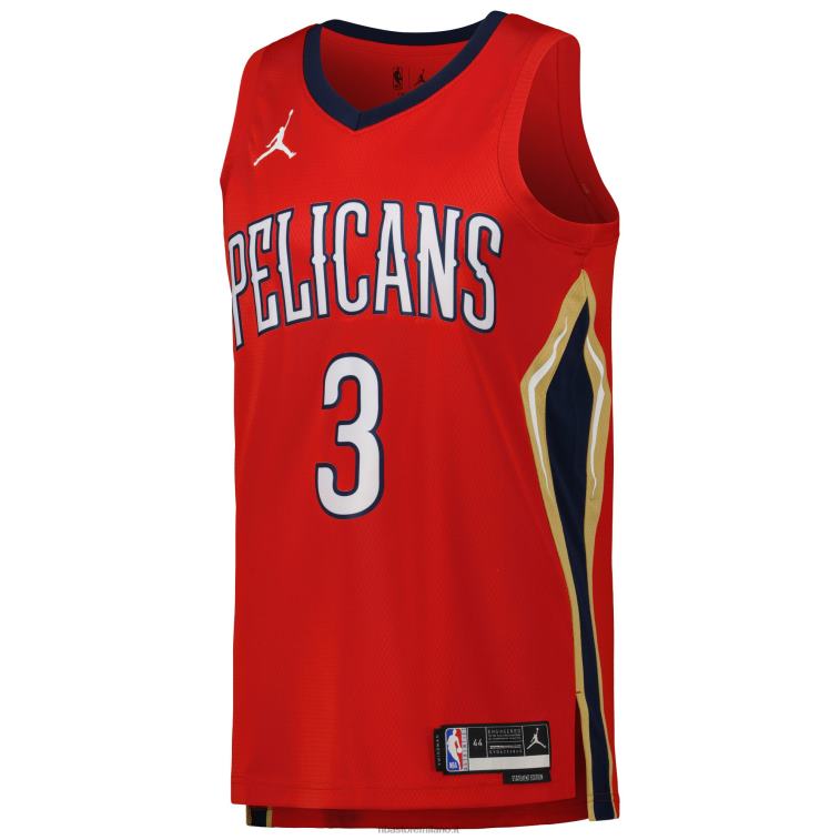 NBA 00F2L5043 new orleans pellicani cj mccollum jordan maglia rossa swingman marca