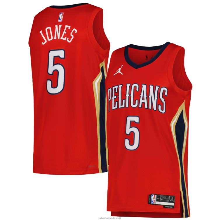 NBA 00F2L7718 new orleans pellicani herbert jones jordan marca maglia rossa replica swingman
