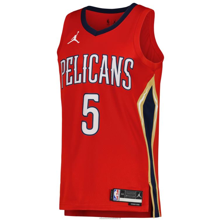 NBA 00F2L7718 new orleans pellicani herbert jones jordan marca maglia rossa replica swingman