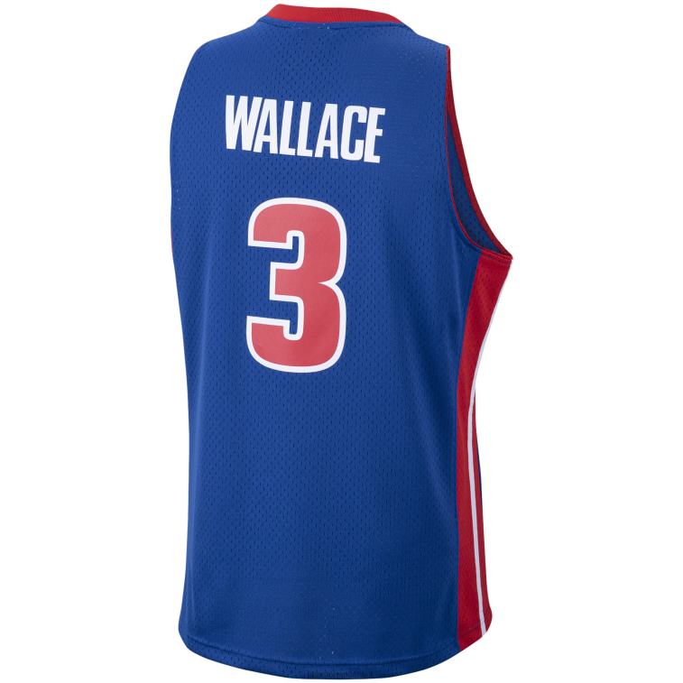 NBA 00F2L1410 detroit pistons ben wallace mitchell & ness royal hardwood classici maglia swingman